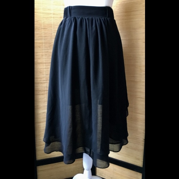 High Low Black Layered Skirt - Picture 4 of 8